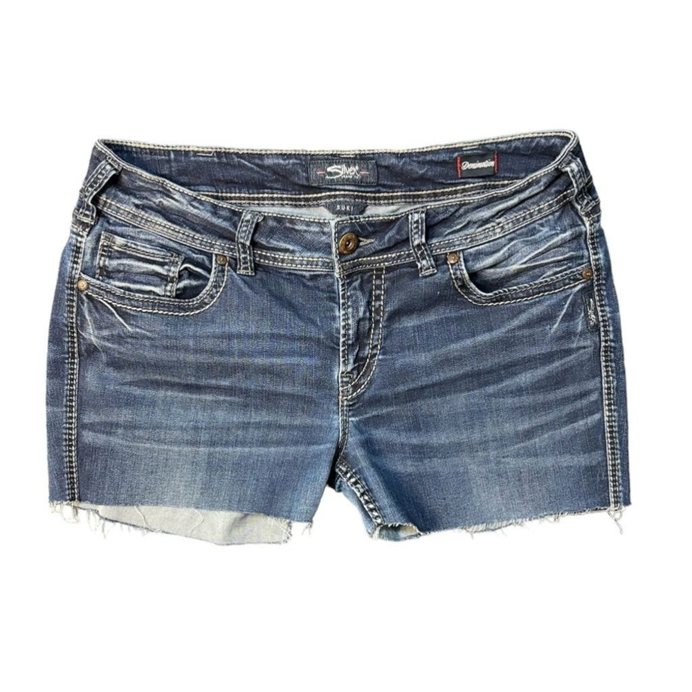 Women’s Silver Jeans Shorts Suki Mid Skinny Denimotion W33/L31